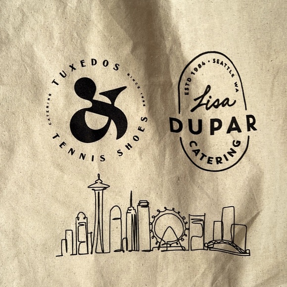 Seattle Washington Skyline Catering Promotional Canvas Tote Bag Thick Straps - Picture 3 of 7